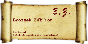 Brozsek Zádor névjegykártya